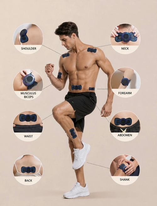 EMS Muscle Massage Stimulator Low Frequency Instrument Back Cervical Massager Set Home Use Massage Tools for Relieve Fatigue Machine 8 Modes 19 Levels of Strength Vibrater Instrument Treatment
