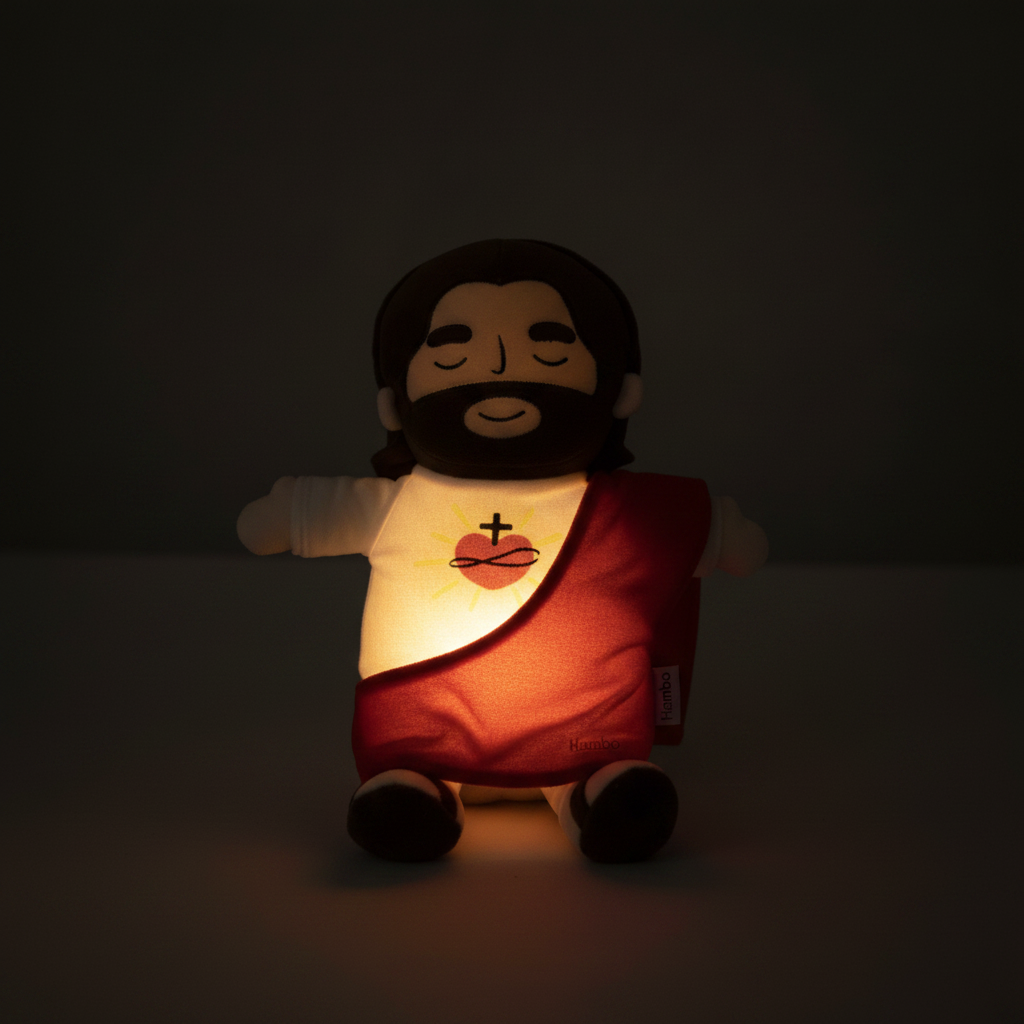 Jésus Christ Grande Peluche Interactive – 4 Modes Lumineux & Sonores